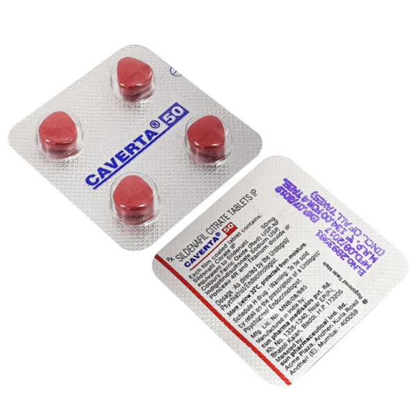 Caverta 50 mg Tablets - Sildenafil Citrate 50 mg for Erectile Dysfunction and Pulmonary Hypertension Treatment