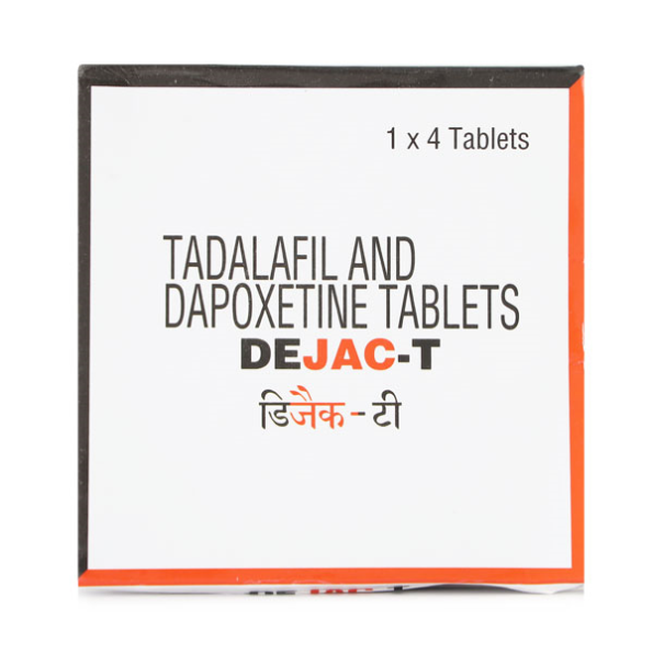 Dejac T Tablets: A powerful combination of Tadalafil and Dapoxetine, designed to treat erectile dysfunction and premature ejaculation effectively. Available for purchase online