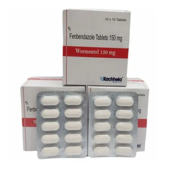 Wormentel 150mg Fenbendazole Tablets for Pets - Deworming Solution for Roundworms, Hookworms, Whipworms, Tapeworms