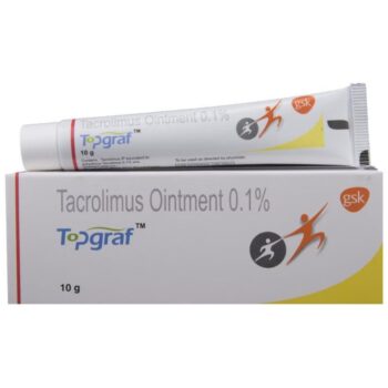 Topgraf Ointment 0.1% Tacrolimus cream for eczema treatment, immune-suppressant ointment for skin care, eczema relief, anti-inflammatory for atopic dermatitis, 10gm.