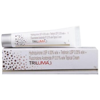 Triluma Cream 15gm for treating melasma, skin lightening with hydroquinone, tretinoin, and fluocinolone for dark spots and smoother skin.