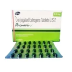 Premarin 0.3 mg Tablets for hormone replacement therapy, treatment of estrogen deficiency symptoms, postmenopausal osteoporosis prevention, and menopause relief.