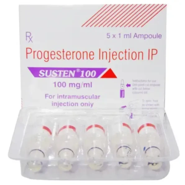 Susten Injection 100 mg/1 ml - Progesterone Injection for Pregnancy Support | Reliable Treatment for Recurrent Miscarriage, Amenorrhoea, and Uterine Health | Buy Online at Emedstrip