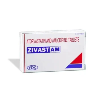 Zivast AM Tablet - Effective combination of Amlodipine 5mg and Atorvastatin 10mg for managing high blood pressure, cholesterol, and reducing heart disease risk. Supports healthy blood flow, improves oxygen supply to heart muscles, and lowers cholesterol levels.